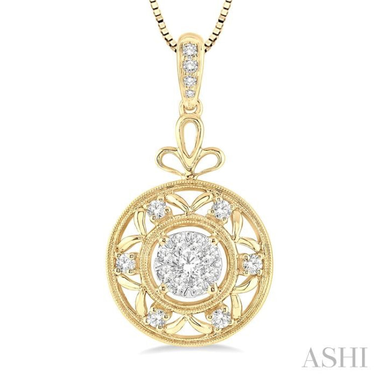 1/2 ctw Round Cut Diamond Lovebright Pendant in 14K Yellow and White Gold with Chain