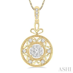 1/2 ctw Round Cut Diamond Lovebright Pendant in 14K Yellow and White Gold with Chain