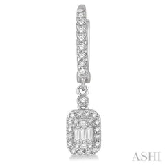 1/2 ctw Baguette & Round Cut Diamond Earrings in 14K White Gold