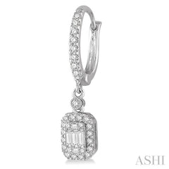 1/2 ctw Baguette & Round Cut Diamond Earrings in 14K White Gold