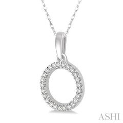 1/10 ctw Hollow Cut Circle Round Cut Diamond Petite Pendant in 10K White Gold