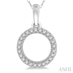 1/10 ctw Hollow Cut Circle Round Cut Diamond Petite Pendant in 10K White Gold