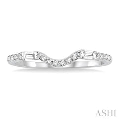 1/4 ctw Round and Baguette Diamond Wedding Band in 14K White Gold