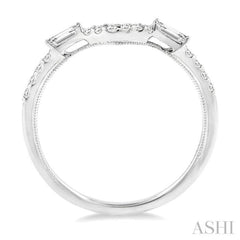 1/4 ctw Round and Baguette Diamond Wedding Band in 14K White Gold