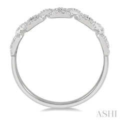 1/4 ctw Box Chain Link Round Cut Diamond Ladies Ring in 14K White Gold