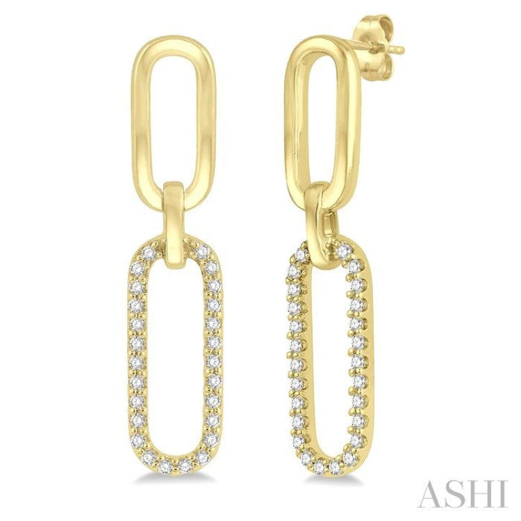 1/6 ctw Round Cut Diamond Paperclip Earring in 14K Yellow Gold