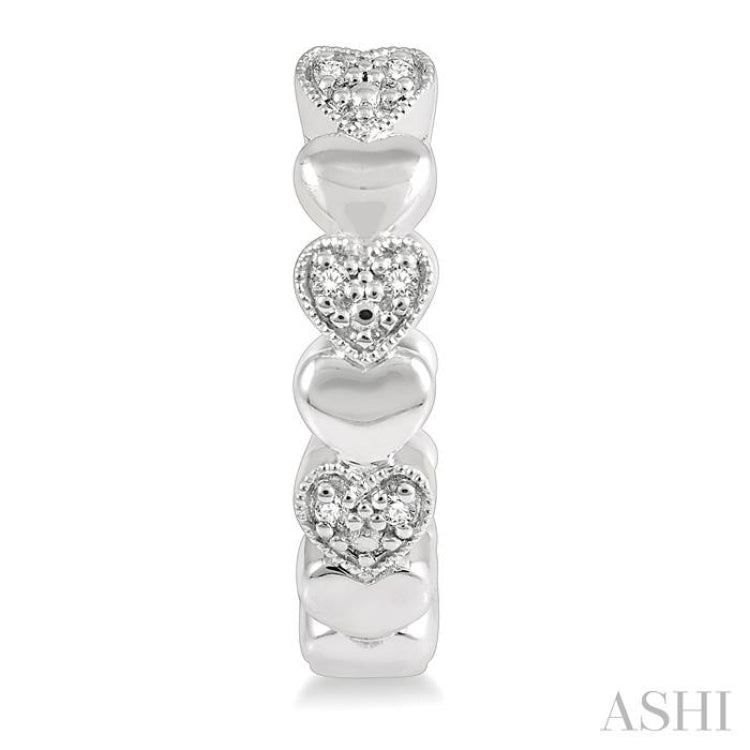 1/20 ctw Mini Hearts Round Cut Diamond Hoop Earring in Sterling Silver