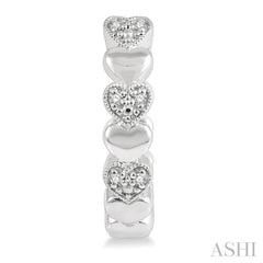 1/20 ctw Mini Hearts Round Cut Diamond Hoop Earring in Sterling Silver
