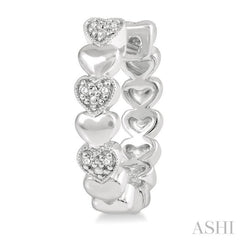 1/20 ctw Mini Hearts Round Cut Diamond Hoop Earring in Sterling Silver