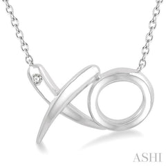 1/50 ctw 'XO' Hugs and Kisses Round Cut Diamond Fashion Pendant With Chain in Sterling Silver