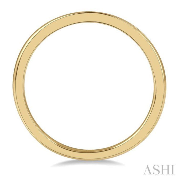 1/10 ctw Arched Channel Round Cut Diamond Wedding Band in 14K Yellow Gold