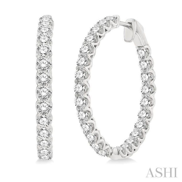 4.00 ctw Inside-Out Round Cut Diamond Hoop Earrings in 14K White Gold