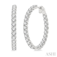 4.00 ctw Inside-Out Round Cut Diamond Hoop Earrings in 14K White Gold