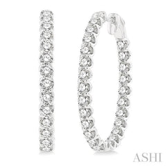 5 ctw Inside-Out Round Cut Diamond Oval Shape Hoop Earrings in 14K White Gold