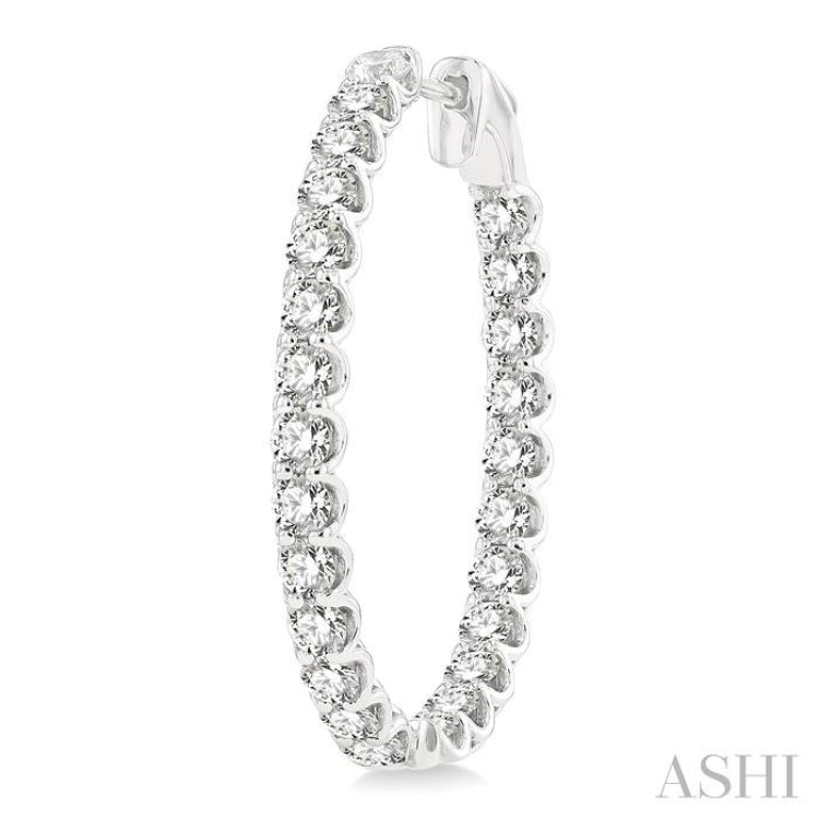5 ctw Inside-Out Round Cut Diamond Oval Shape Hoop Earrings in 14K White Gold