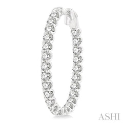 5 ctw Inside-Out Round Cut Diamond Oval Shape Hoop Earrings in 14K White Gold