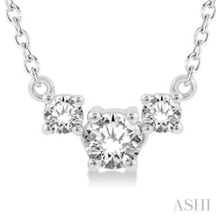 1/4 ctw Three Stone Round Cut Diamond Necklace in 14K White Gold