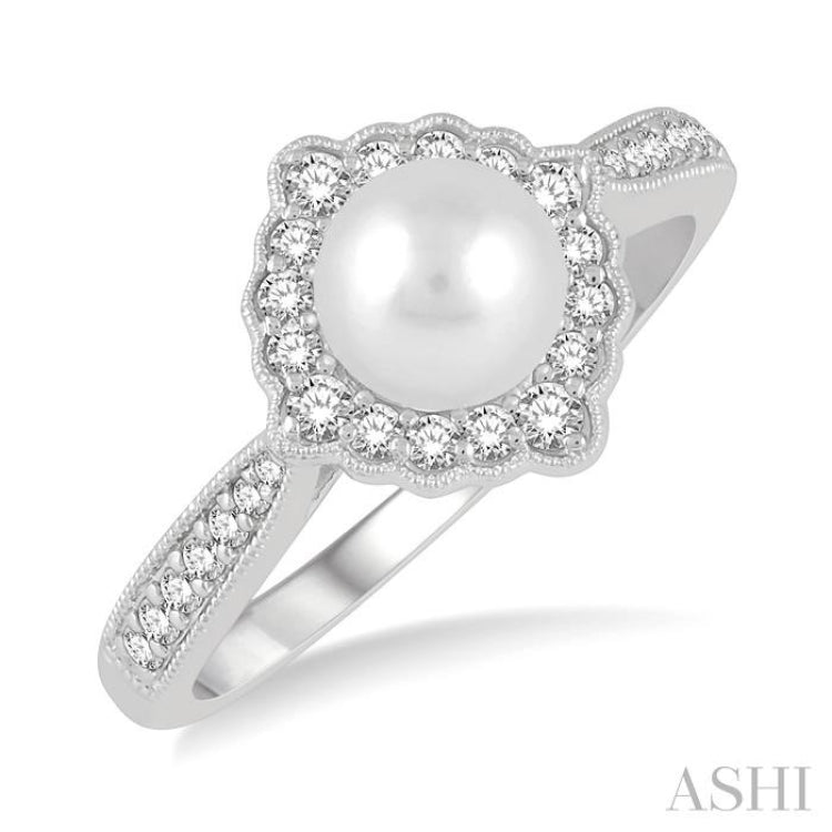 7 MMRD Cultured Pearl .25CTRDDM HALO RG WG 10K-G*