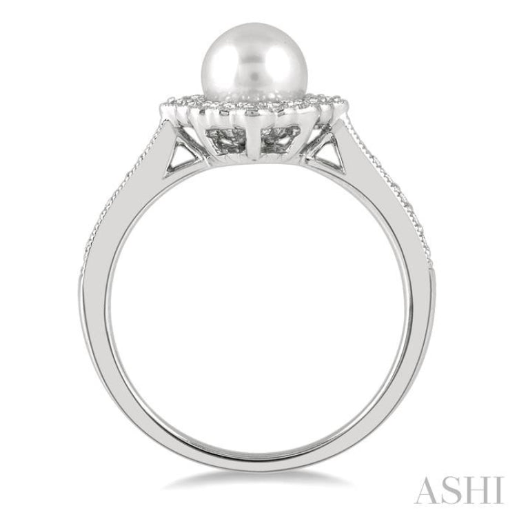 7 MMRD Cultured Pearl .25CTRDDM HALO RG WG 10K-G*