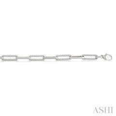 1 ctw Round Cut Diamond Paperclip Bracelet in 10K White Gold