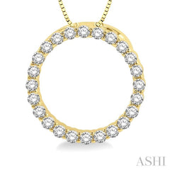 1/4 ctw Circle of Love Round Cut Diamond Pendant With Chain in 14K Yellow Gold