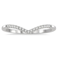1/10 ctw Chevron Round Cut Diamond Petite Ring in 14K White Gold