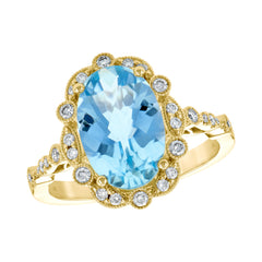 14KT Gold Ladies Aqua Fashion Ring