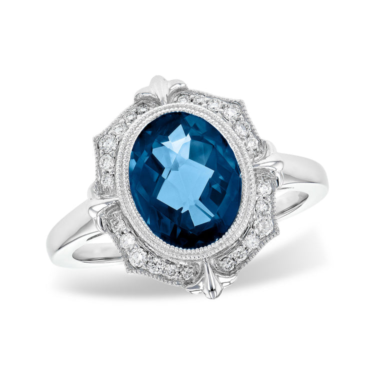 14KT Gold Ladies Blue Topaz Fashion Ring