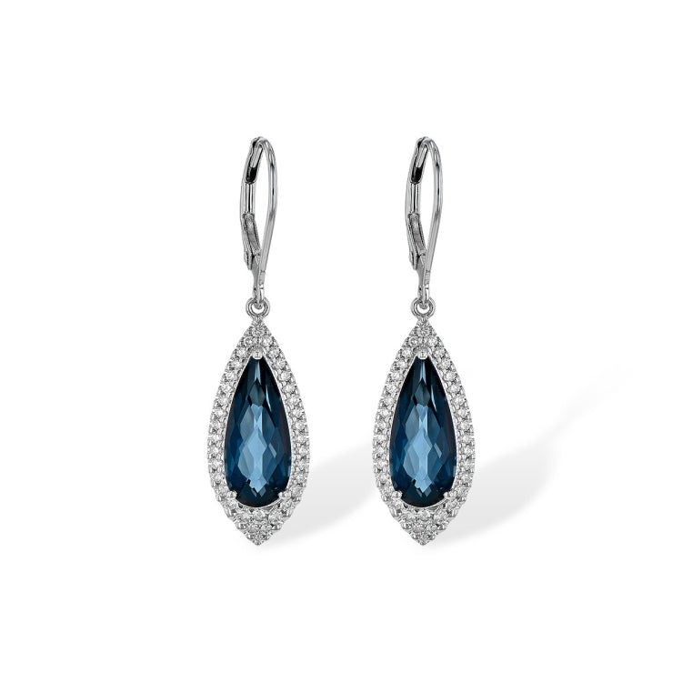 14KT Gold Blue Topaz Earrings