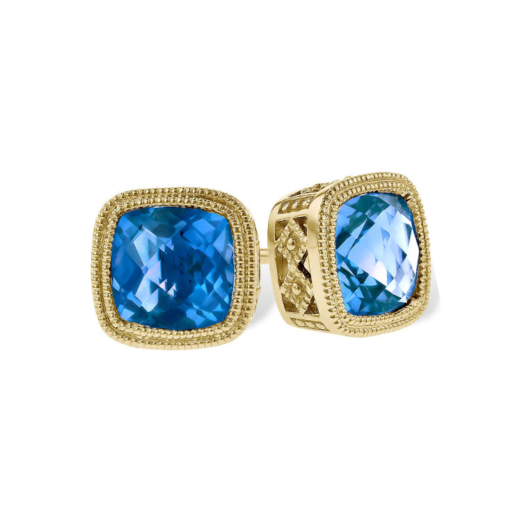 14KT Gold Blue Topaz Earrings