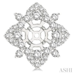 1 1/3 ctw Floral Round Cut Diamond Earrings Jacket in 14K White Gold