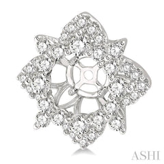 1 1/3 ctw Floral Round Cut Diamond Earrings Jacket in 14K White Gold