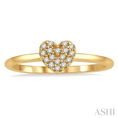 1/10 ctw Heart Charm Round Cut Diamond Petite Fashion Ring in 10K Yellow Gold