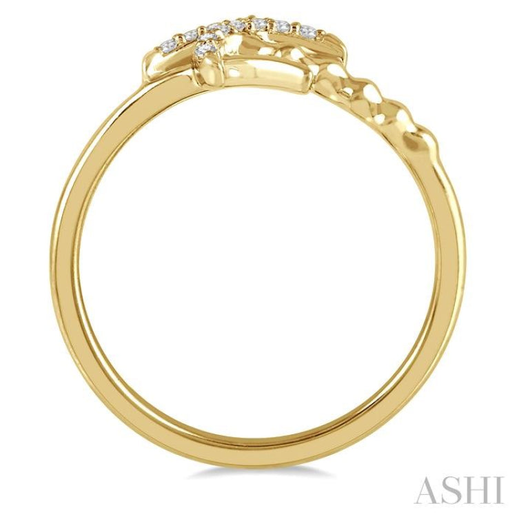 1/10 ctw Palm Tree Round Cut Diamond Petite Fashion Ring in 10K Yellow Gold