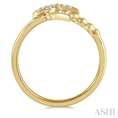 1/10 ctw Palm Tree Round Cut Diamond Petite Fashion Ring in 10K Yellow Gold