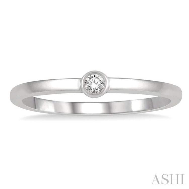 1/20 ctw Lightweight Bezel Set Round Cut Diamond Petite Ring in 10K White Gold