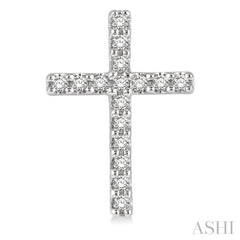 1/10 ctw Cross Round Cut Diamond Petite Fashion Earring in 10K White Gold