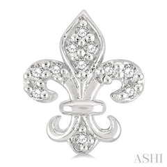 1/20 ctw Fleur De Lis Round Cut Diamond Petite Earring in 10K White Gold