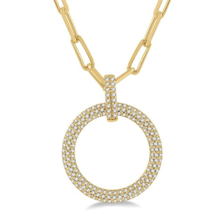 1/2 ctw Circle Of Love Round Cut Diamond Pendant With Chain in 14K Yellow Gold