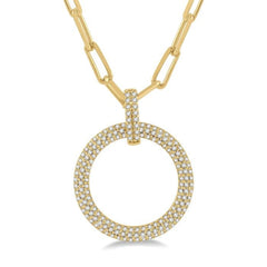 1/2 ctw Circle Of Love Round Cut Diamond Pendant With Chain in 14K Yellow Gold