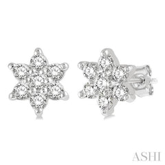 1/6 ctw Floral Round Cut Diamond Petite Fashion Earring in 10K White Gold