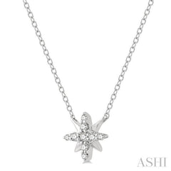 1/10 ctw Star Round Cut Diamond Petite Fashion Pendant With Chain in 10K White Gold