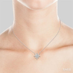 1/10 ctw Star Round Cut Diamond Petite Fashion Pendant With Chain in 10K White Gold