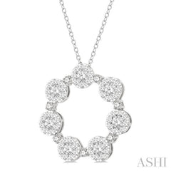 2 ctw 7 Lovebright Circular Round Cut Diamond Pendant in 14K White Gold with Chain