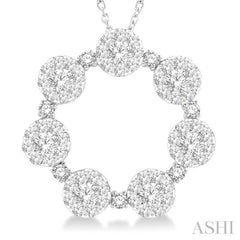 2 ctw 7 Lovebright Circular Round Cut Diamond Pendant in 14K White Gold with Chain