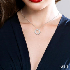 2 ctw 7 Lovebright Circular Round Cut Diamond Pendant in 14K White Gold with Chain