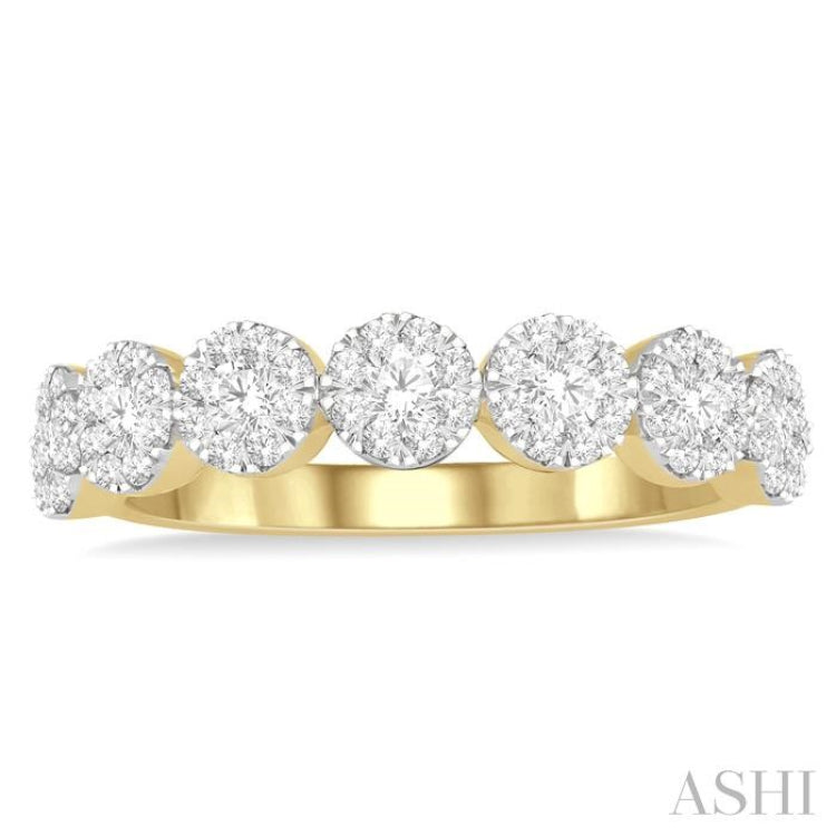 1/2 ctw Jointed Circular Mount Lovebright round Cut Diamond Ring in 14K Yellow and White Gold