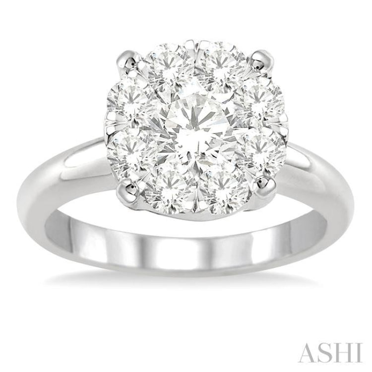 1 1/2 ctw Lovebright Round Cut Diamond Ring in 14K White Gold