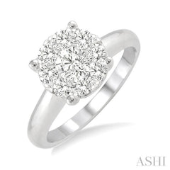3/4 ctw Lovebright Round Cut Diamond Ring in 14K White Gold