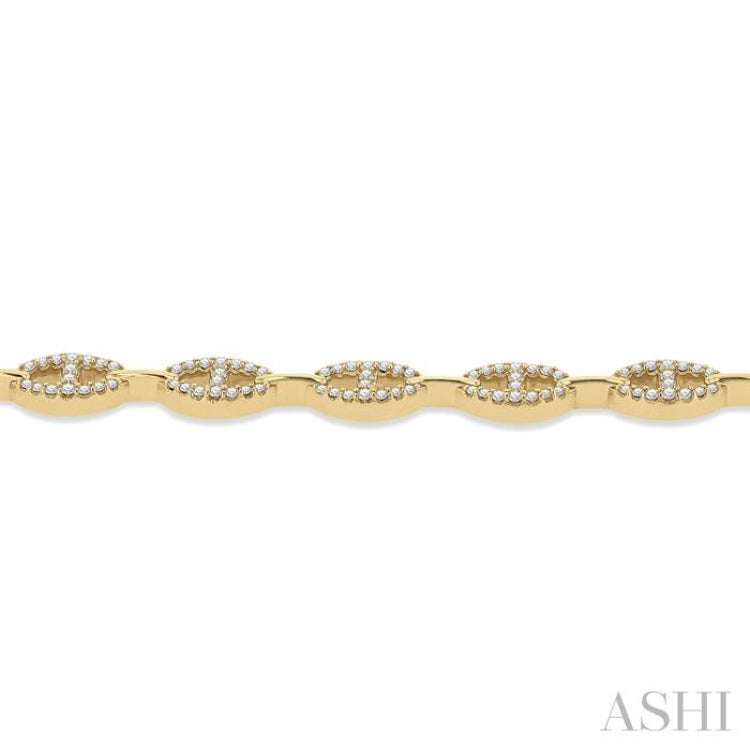 1 ctw Mariner Link Round Cut Diamond Bracelet in 14K Yellow Gold